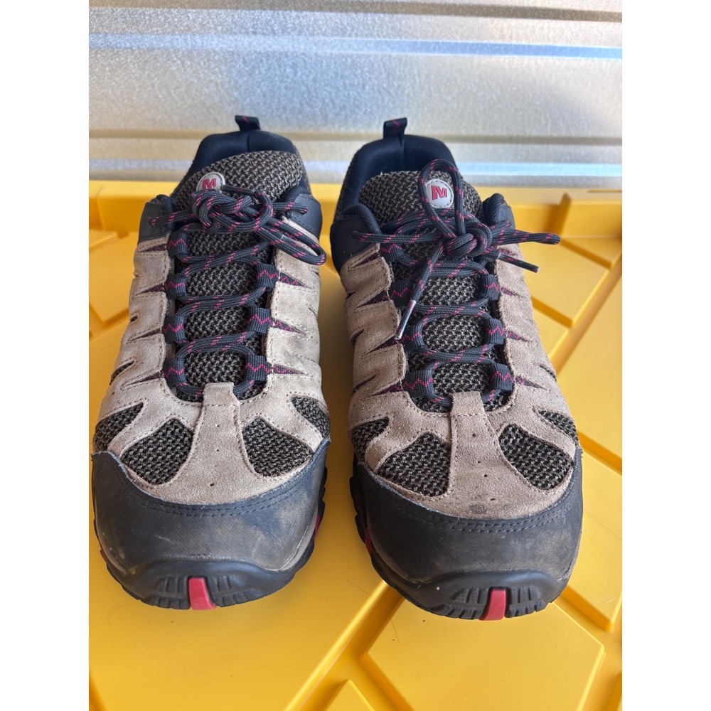 Merrell Mens Alverstone Hiking Shoes J034433 Brown Suede Mesh Low Top Size 12